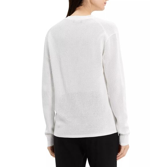THEORY White  Pointelle-Knit Oversized Cardigan - Picture 3 of 12